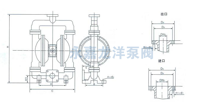 QBY襯氟氣動(dòng)隔膜泵安裝圖